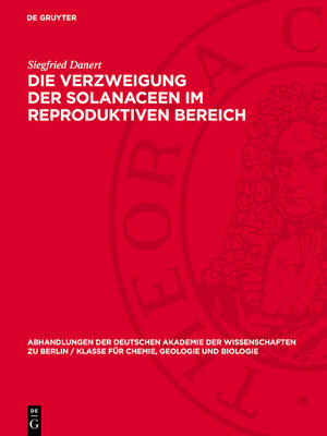 cover image of Die Verzweigung der Solanaceen im reproduktiven Bereich